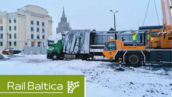 Būvniecības materiālu piegāde Rail Baltica būvniecības vietā ar Vervo Auto